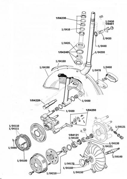 Planche de la catégorie Colonne de direction, garde boue, moyeu, neiman