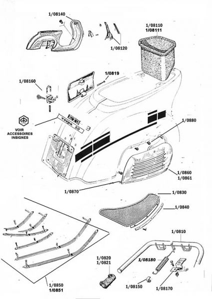 Planche de la catégorie Chassis, boite a outils, baguettes, bequille