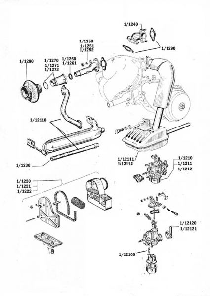 Planche de la catégorie Carburateur, filtre a air, pot