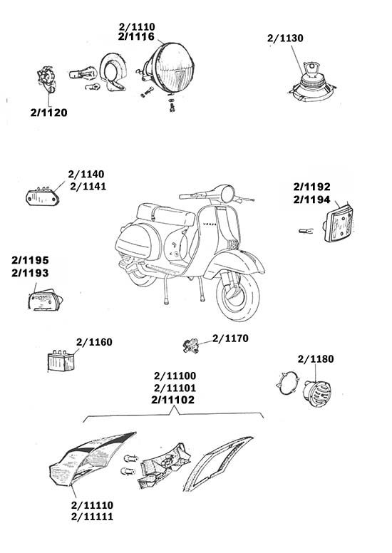 Planche de la catégorie Feu avant et arriere, commodo, avertisseur sonore